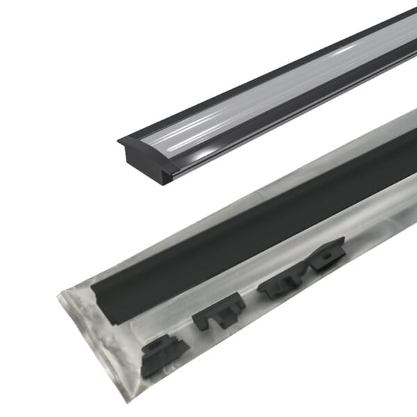 (14839) КСС 3м врезной 2507W ЧЕРНЫЙ ширина 16,7мм (диффузор 3м, заглушки с отв 6шт,)