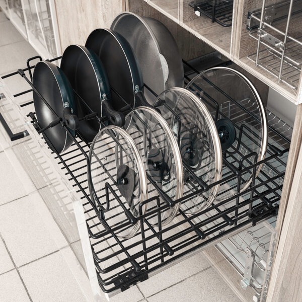 (15.30.03.4.1.1) Корзина выкатная GTV для хранения сковородок и крышек в нижнюю базу 600 (черный)