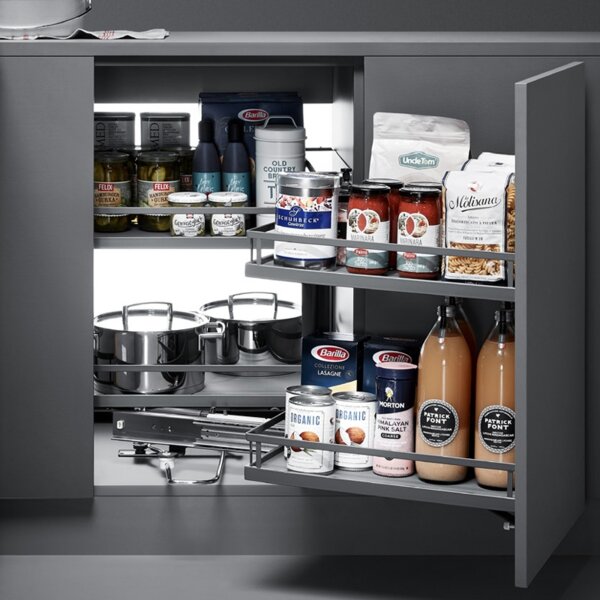 (30087) Волшебный уголок 45 (soft-closing) Unihopper (ЛЕВЫЙ) Полки ДСП СЕРЫЙ