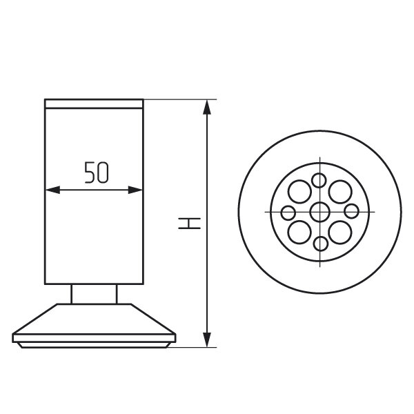 (5967) Опора 19166.502, d-50мм, h-99-106мм, алюминий