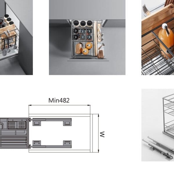 (29676) Корзина Мульти баскет Unihopper, 300мм СЕРАЯ + направл.