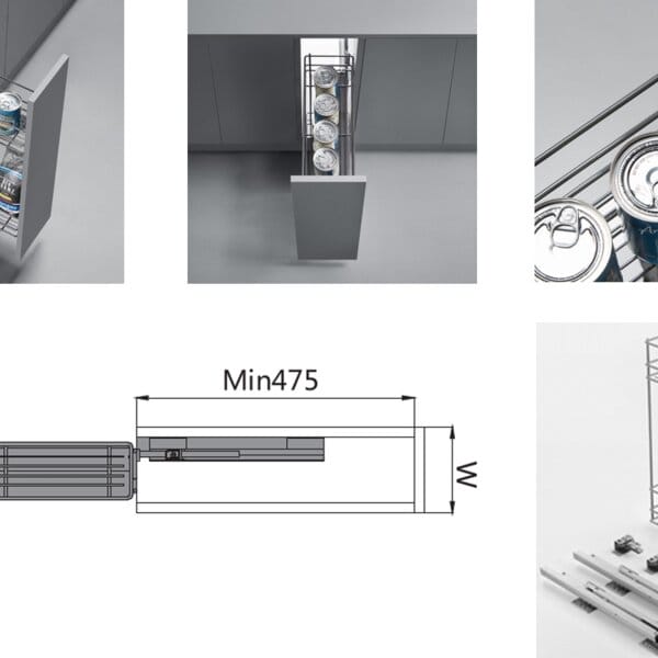 (29673) Корзина выкатная нижн. база Unihopper 150 мм серая
