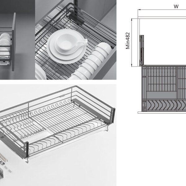 (29675) Корзина-сушилка Unihopper выкатная в нижнюю базу 600 мм, серая