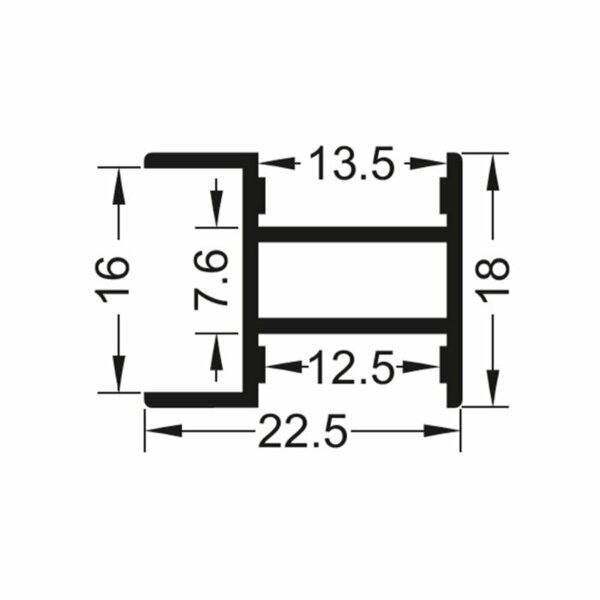 G-line Профиль торцевой 16мм LED, двухсторонний, серебро, 3000мм