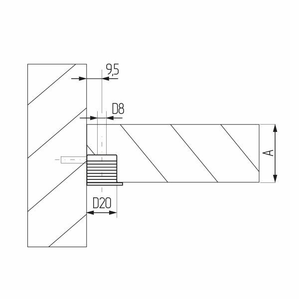(9467+9468) Эксцентрик усиленный пластик(белый)+ шток 20мм комплект (мин 50шт.)