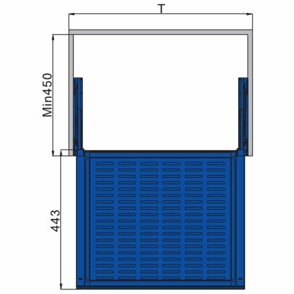 (24517) Unihopper NAKA выдв. многофункц. корз，стекл.лицевая панель, в базу 800 мм, Mocca, 764 * 443*150