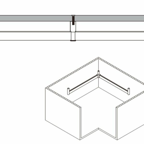 (29077) Unihopper Держатель прямоугольной трубы верхний проходной + винт 28 мм, Mocca