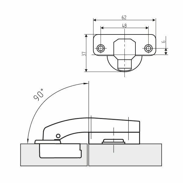 (10305) Петля MF Prima, Clip-on угловая 90* с доводчиком