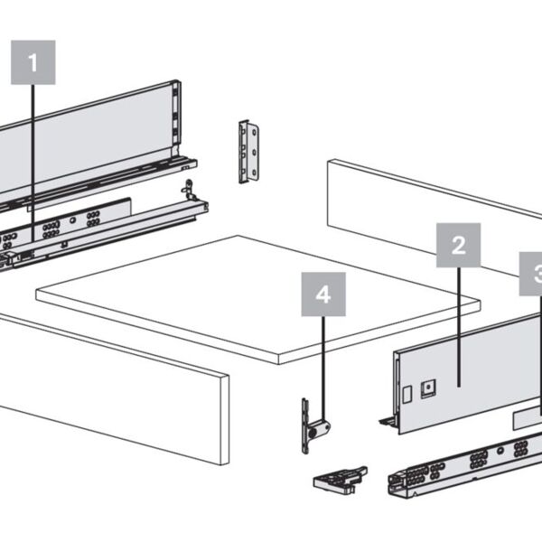 (24092) Комплект выдвижного ящика Unihopper Magic Box, 120*450мм, с доводчиком, графит