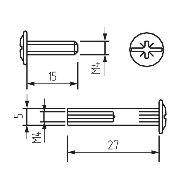 (1799) Межсекционная стяжка d=5мм, м4х27,никель( мин 50шт.)
