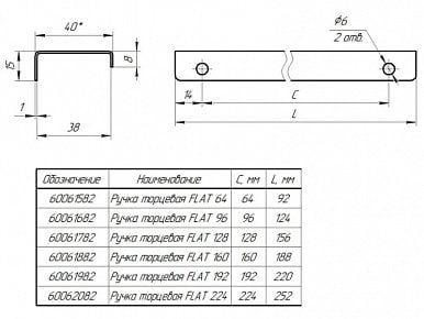 Ручка торцевая FLAT 192(220) белая