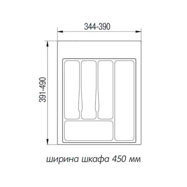 (060378) Лоток для столовых приборов 450 ЕСО серый Vоlpato