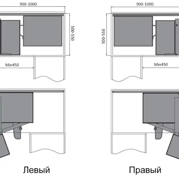 (30088) Волшебный уголок 45 (soft-closing) Unihopper (правый) Полки ДСП СЕРЫЙ