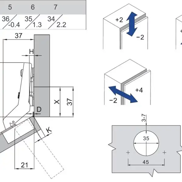 (31332) Петля угловая Unihopper 30* Two-Way H0 3D с довод. (+загл.чашки)