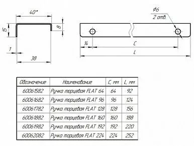 Ручка торцевая FLAT 128(156) белая