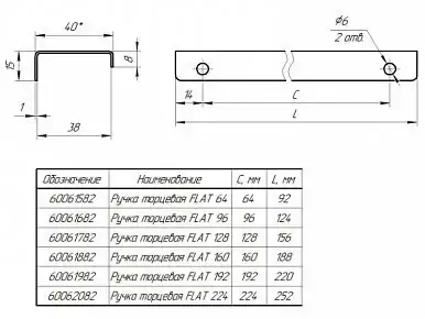 Ручка торцевая FLAT 128(156) белая