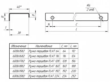 Ручка торцевая FLAT 896(974) СЕРАЯ