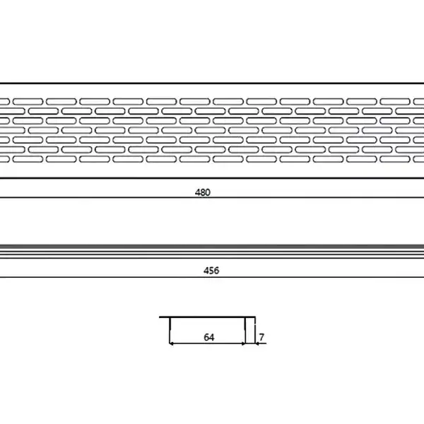 Решетка вентиляционная 480x80 мм алюминиевая, серебристая Арт. K-80
